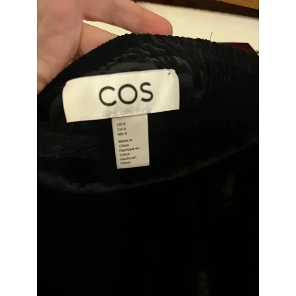 COS Women’s Silk Blend Velvet Pants Size 8 Wide Leg Elastic Band Pockets - Picture 9 of 9